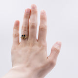 Vintage 14k gold ring with diamonds and blue topazes, 1970s