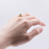 Vintage 14k gold ring with diamonds and blue topazes, 1970s