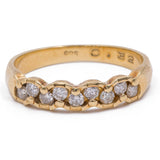 Anello a riviera vintage in oro giallo 14K con diamanti (0.32ctw), anni '70