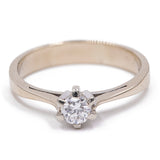 ACCCONTO Anello solitario in 14k con diamante taglio brillante di 0.35ct , anni '60/'70