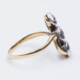 Anello antico trilogy in oro 18k con 3 diamanti ( 0.65ct ), anni 20