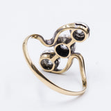Anello antico trilogy in oro 18k con 3 diamanti ( 0.65ct ), anni 20