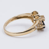 Vintage 14k gold ring with diamonds and blue topazes, 1970s