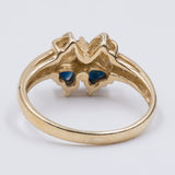 Vintage 14k gold ring with diamonds and blue topazes, 1970s