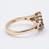 Bague vintage en or 14 carats avec diamants et rubis, 1970