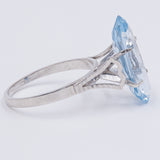 Anello vintage in oro bianco 18K con topazio azzurro (5.50ct ca.), anni '90