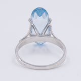 Anello vintage in oro bianco 18K con topazio azzurro (5.50ct ca.), anni '90