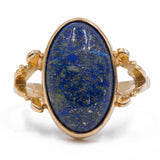 Anello vintage in oro giallo 18K con lapislazzulo, anni '60