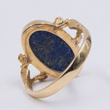Anello vintage in oro giallo 18K con lapislazzulo, anni '60