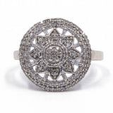 Anello vintage in oro bianco 9k con diamanti (0.50ctw), anni '90