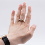Anello vintage in oro giallo 14k con diamanti (0.15ct), anni 40