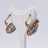 ORECCHINI VINTAGE IN ORO 18K CON ZAFFIRI (3.80CTW CA.) E DIAMANTI (2.60CTW CA.), ANNI ‘70