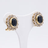 Orecchini vintage in oro giallo 18k con rosette e zaffiri, anni '50/'60