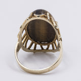 Anello vintage in oro giallo 14k con occhio di tigre, anni '70