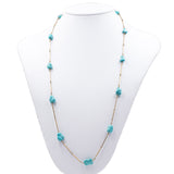 Collana vintage in oro 8k con turchesi, anni '70