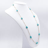 Collana vintage in oro 8k con turchesi, anni '70