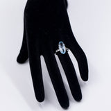 Anello vintage in oro bianco 18K con topazio azzurro (5.50ct ca.), anni '90