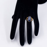 Anello vintage in oro giallo 18K con lapislazzulo, anni '60
