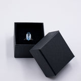 Anello vintage in oro bianco 18K con topazio azzurro (5.50ct ca.), anni '90