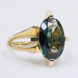 Anello vintage in oro giallo 14K con spinello verde, anni '70
