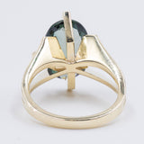 Anello vintage in oro giallo 14K con spinello verde, anni '70