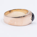Anello vintage in oro 14k con granato taglio cabochon, anni '50