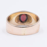 Anello vintage in oro 14k con granato taglio cabochon, anni '50