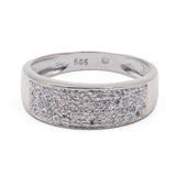 Vintage ring in 14k white gold with pavé diamonds, 1980s / 90s