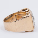 Anello vintage in oro 18k con diamanti taglio rosa , anni '40
