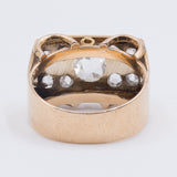 Anello vintage in oro 18k con diamanti taglio rosa , anni '40
