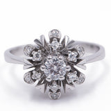 Anello a fiocco di neve in oro bianco 18K e 0.45ct di diamanti, anni '60