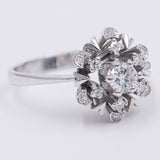 Anello a fiocco di neve in oro bianco 18K e 0.45ct di diamanti, anni '60
