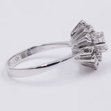 Anello a fiocco di neve in oro bianco 18K e 0.45ct di diamanti, anni '60