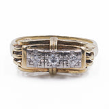 Anello vintage in oro giallo 14k con diamanti (0.15ct), anni 40
