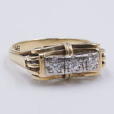 Anello vintage in oro giallo 14k con diamanti (0.15ct), anni 40