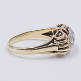 Anello vintage in oro giallo 14k con diamanti (0.15ct), anni 40