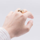 Anello vintage in oro 18k con diamanti taglio rosa , anni '40
