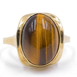 Anello vintage in oro 8k con occhio di tigre, anni '70