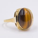 Anello vintage in oro 8k con occhio di tigre, anni '70