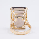 Anello vintage da cocktail in oro 14K con quarzo fumè (17ct ca.), anni '70