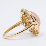 Anello vintage in oro giallo 9k con pietra rosa, anni '70
