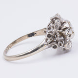 Bague ancienne en or blanc 18 carats avec diamant de 0,30 ct, années 1930/40