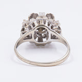 Bague ancienne en or blanc 18 carats avec diamant de 0,30 ct, années 1930/40