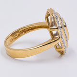 Anello vintage in oro giallo 18k con zaffiro e diamanti, anni '70