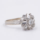 Anello vintage in oro bianco 18k con diamanti (0.30ctw), anni '60