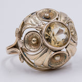 Anello vintage in oro giallo 8k con quarzo citrino, anni '70