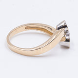 Anello contrarier vintage in oro 14k con 2 diamanti (0.20 ct), anni 70
