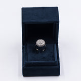 Anello vintage a "toppa" in oro bianco 18k con diamanti taglio rosa, anni '30/'40