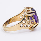 Anello vintage in oro giallo 14k con ametista (3.4ct), anni '70