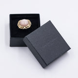 Anello vintage in oro giallo 9k con pietra rosa, anni '70